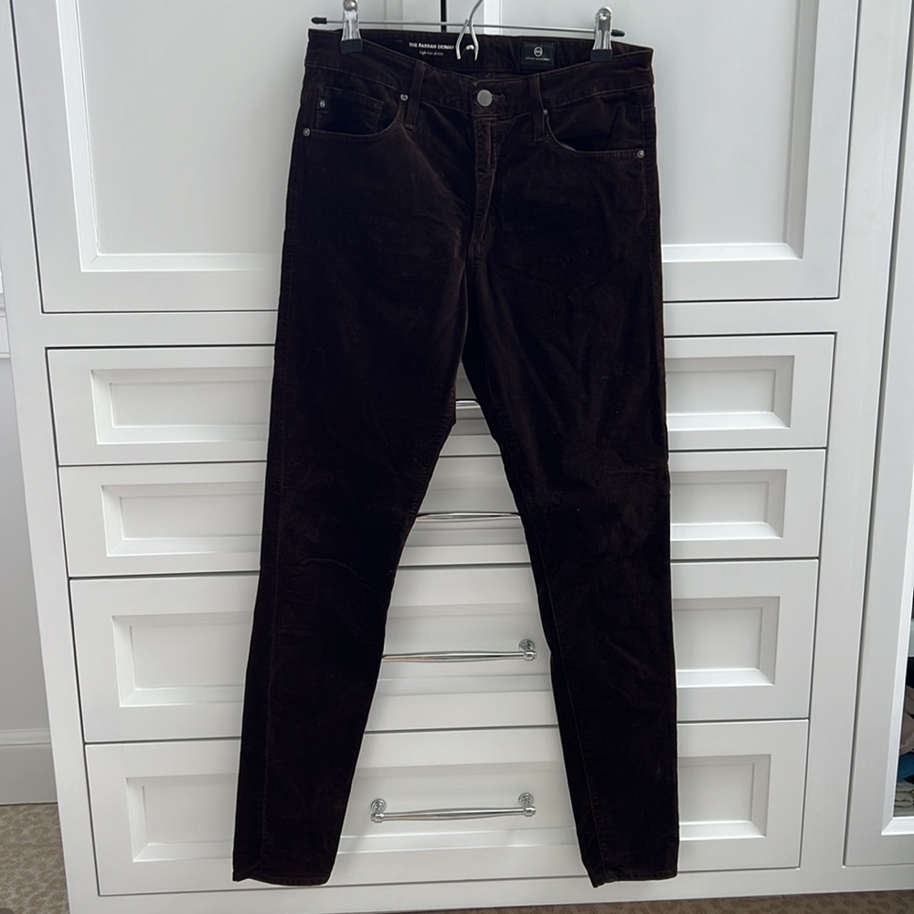 Chocolate Brown velvet AG The Farah Skinny high-rise skinny 29R